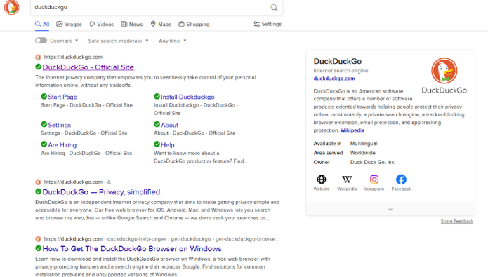 mest besøgte hjemmesider i verden - nr 10 duckduckgo
